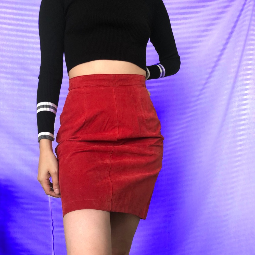 🌹 Ruby Red Leather Pencil Skirt🌹